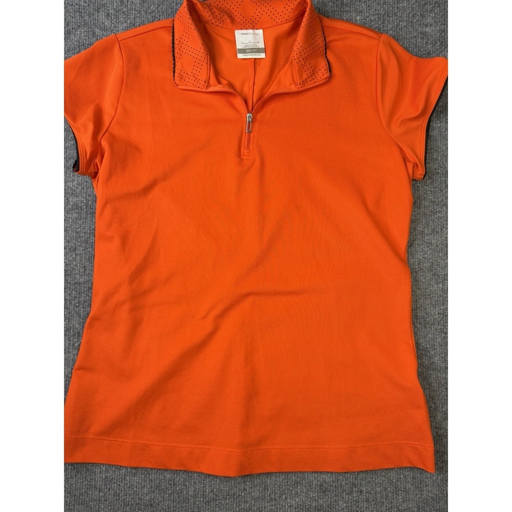 Nike Golf Dri-FIT Women's Orange 1/4 Zip Short Sleeve Polo Shirt Size L